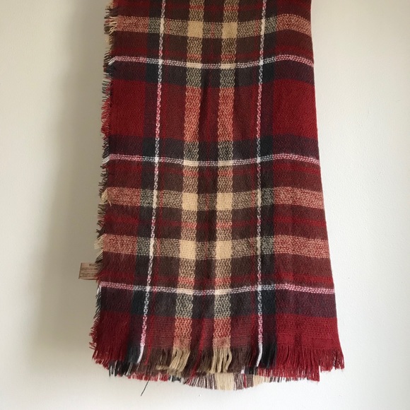 ✨3 for $15✨Soft Plaid Scarf | Maroon, Brown, Cream - Picture 3 of 3